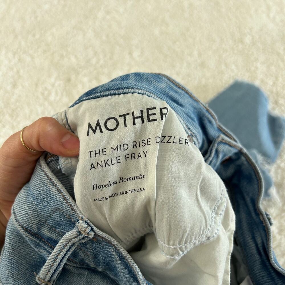 Mother Jeans Womens 25 Blue The Mid Rise Dazzler Ankle Fray Slim Stretch Raw Hem - Picture 9 of 10